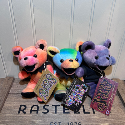Liquid Blue Bundle of 3 Beanie Bears w/ Jerry