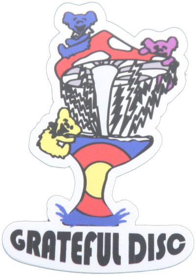 GRATEFUL DISC GOLF STICKER - DANCING BEARS MUSHROOM DISC GOLF BASKET