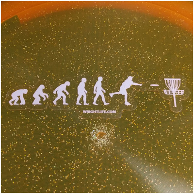 EVOLUTION OF DISC GOLF STICKER - SMALL W/ CLEAR BACKING