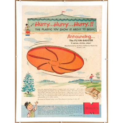 EARLY FLYIN-SAUCER POSTER PROMOTIONAL PRINT - CLASSIC ART FRISBEE DISC